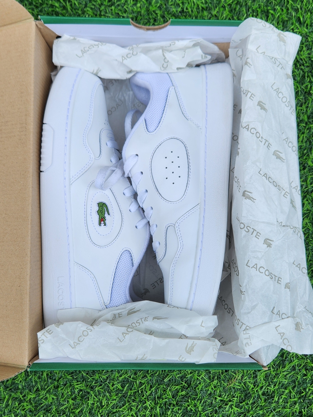 Lacoste Lineset Leather Size 9 Mens White Dark Green Lifestyle Sneakers